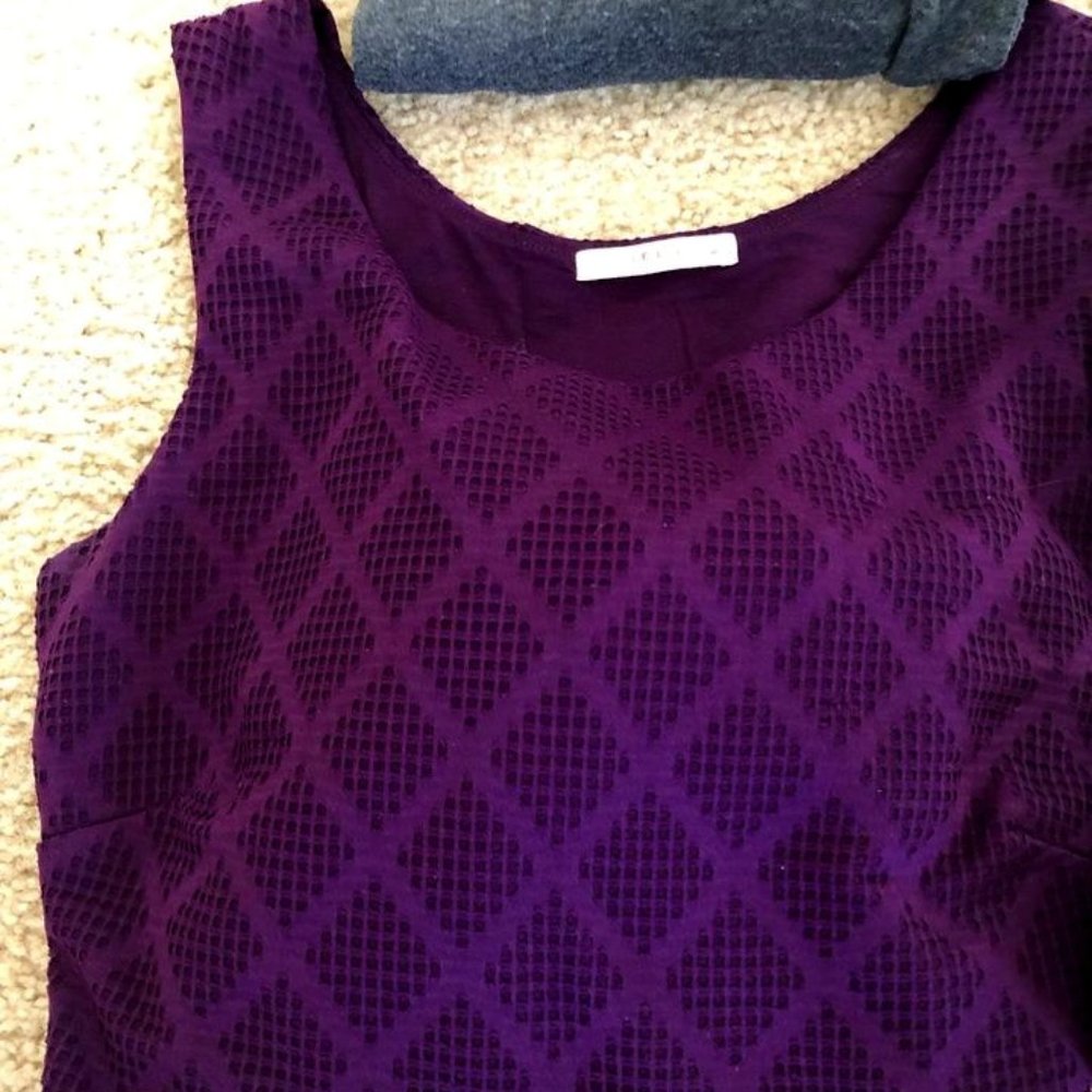 Purple Fit and Flare Dress Diamond Detail Le Lis Medium Large Sleeveless
